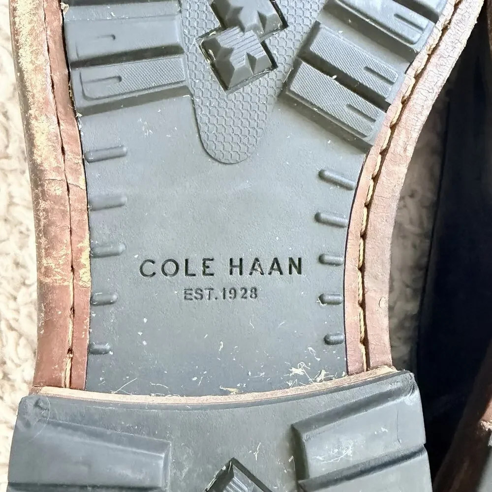 Cole Haan Leather Chukka Lace Up Boots Mens 9.5 Navy Blue Preppy Old Money